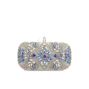 Women's Crystal Embellished Minaudiere - Silver Tone